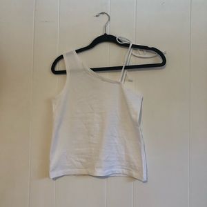 White asymmetrical tie top